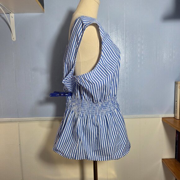 Liz Claiborne 3x Blue White Striped Summer Sleeveless Lightweight Tank Blouse - Picture 4 of 9